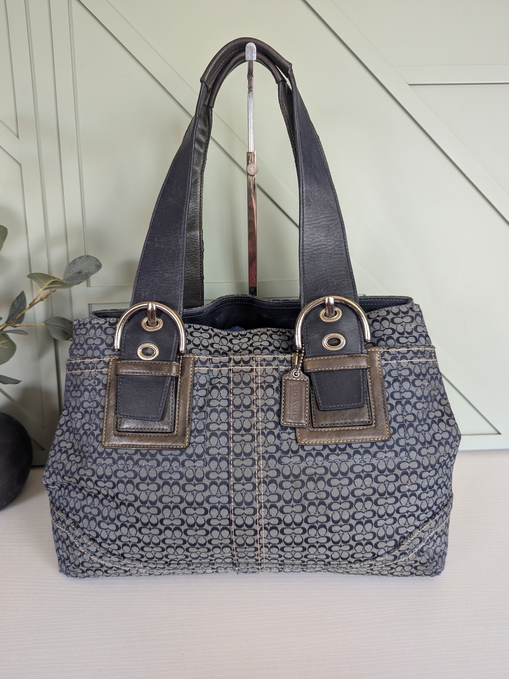 vintage Coach Soho Signature Monogram Jacquard Tote Bag